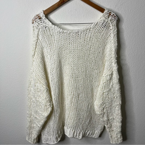 Free People Oversized Open Knit Slouchy Pullover Sweater Womens Size S - Picture 7 of 9